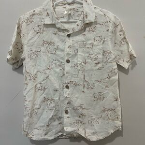 Rylee + Cru Cream Safari Print Button Down Shirt